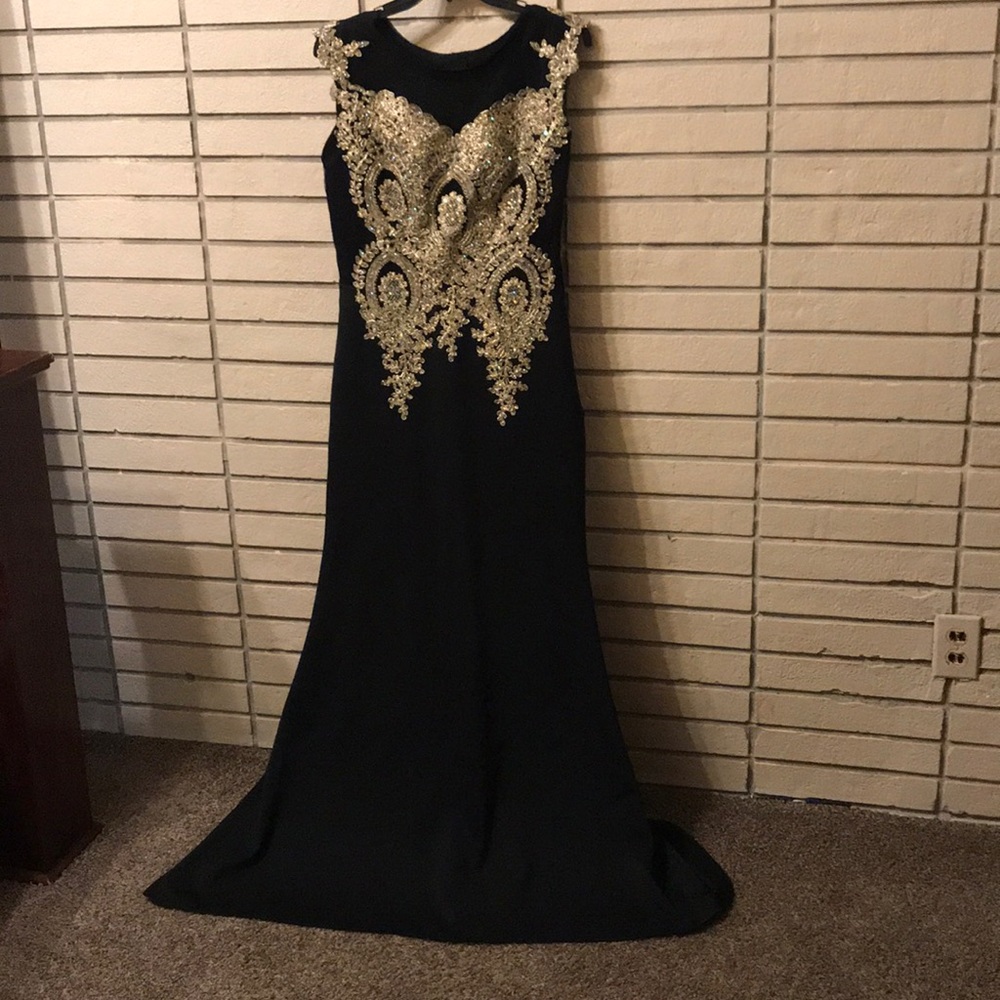 Black and Gold Mermaid Dress
